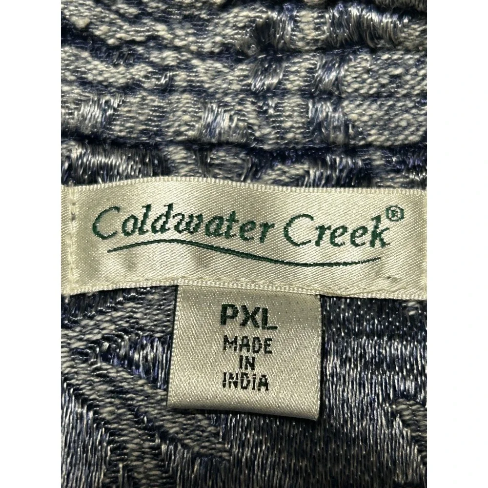 Coldwater Creek Blue Floral Embroidered Open Front Jacket Petite XL PXL - IW